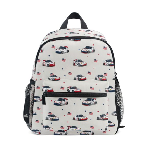 ALAZA Flag Racing Car Toddler Backpack for Preschool Kindergarten Kids Bags