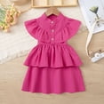 thumbnail image 7 of hengsof Girls Flutter Sleeve Dress Toddler Elegant Ruffle Button Down Casual Dresses, 7 of 7