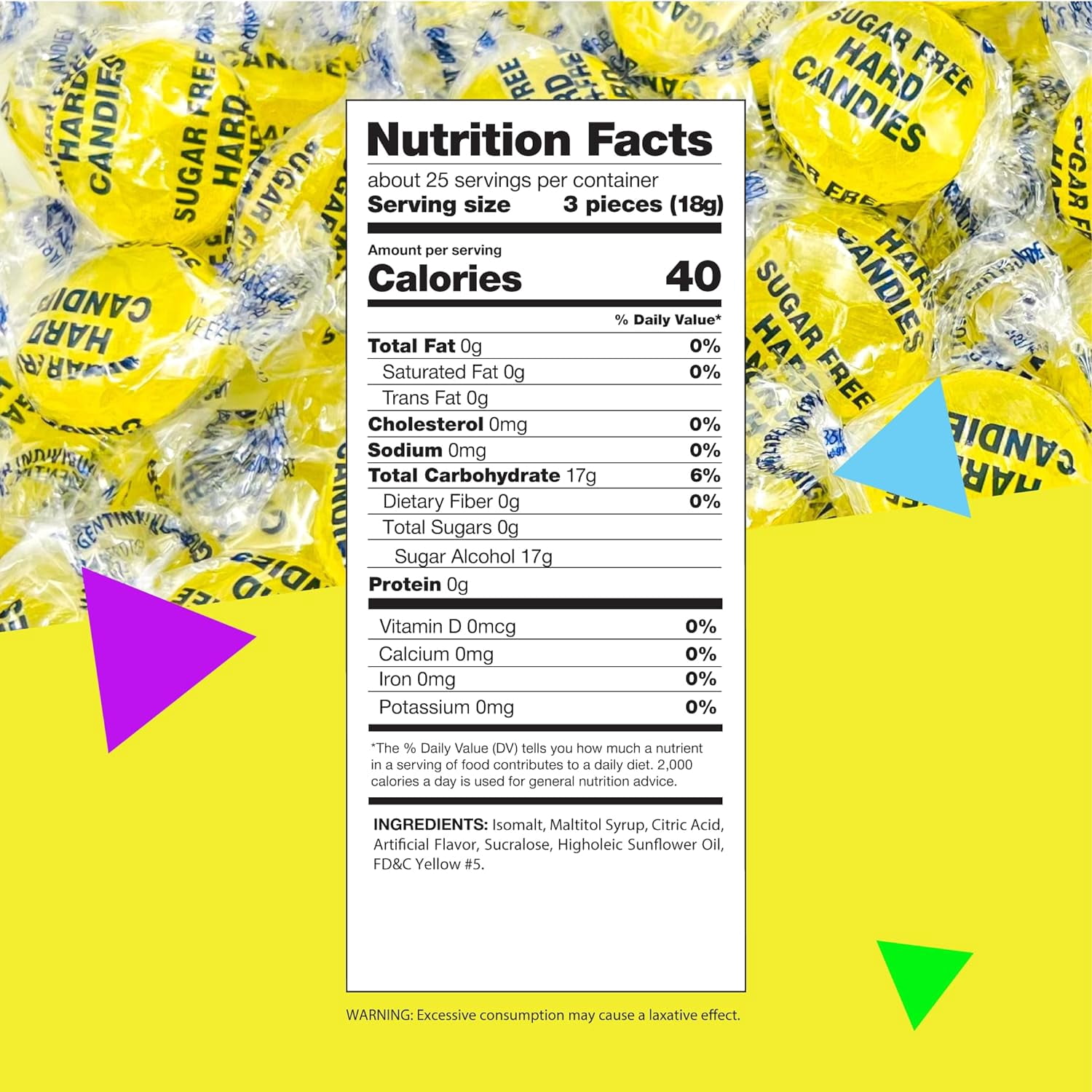 LaetaFood Arcor Sugar-Free Lemon Buttons Hard Candy, Individually Wrapped (2 Pound Bag)