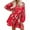 Red, variant on Babysbule Summer Women Dresses Women Summer Casual Dress V-Neck Floral Print Long Sleeve Knee-Length Dress