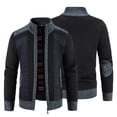 thumbnail image 5 of comerut Winter Coat Knit Plush Contrast Colors Patchwork Breathable Thicken Long Sleeves Plus Size Stand Collar Plush Warm Autumn Coat Winter Clothes, 5 of 7