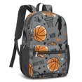 thumbnail image 2 of Basketball and Star Gray Pattern 17" School Backpacks for Teens,Waterproof Oxford Fabric,S-Shape Padded Straps for School,Travel,Hiking,Camping, 2 of 6