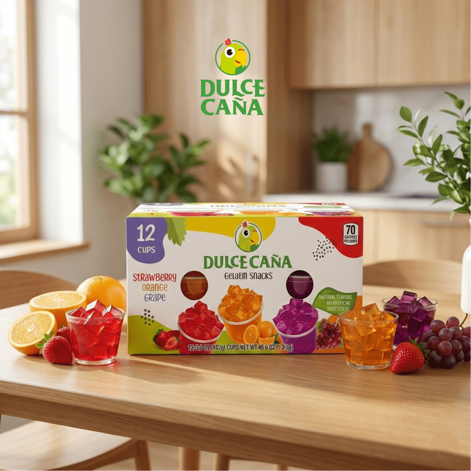 Dulce Caña Gelatin Snacks, Strawberry, Orange & Grape, Natural