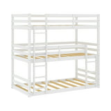 Campbell Wood Triple Twin Convertible Bunk Bed, White - Walmart.com
