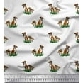 thumbnail image 1 of Soimoi Cotton Voile Fabric Grass & Boxer Dog Print Fabric by The Yard 42 Inch Wide, 1 of 1