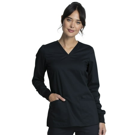 

Cherokee Workwear Revolution Tech Women s Scrubs Top Long Sleeve V-Neck WW855