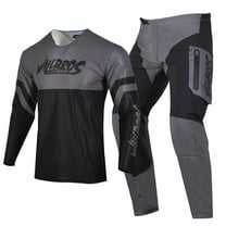 Willbros Motocross Jersey and Pants Combo with Zipper Pockets Dirt Bike Offroad Racing MX Gear Set Racewear Black Grey (Jersey Adult XXL/Pants W38)