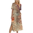 thumbnail image 2 of Ovzne Robes pour Femmes Robe pour Femme Robe Unie Ample Décontractée Mode Robe à Manches Longues Robe à Col à Manches Longues pour Femmes Robe de Vacances à Manches Longues Imprimée Liquidation, 2 of 6