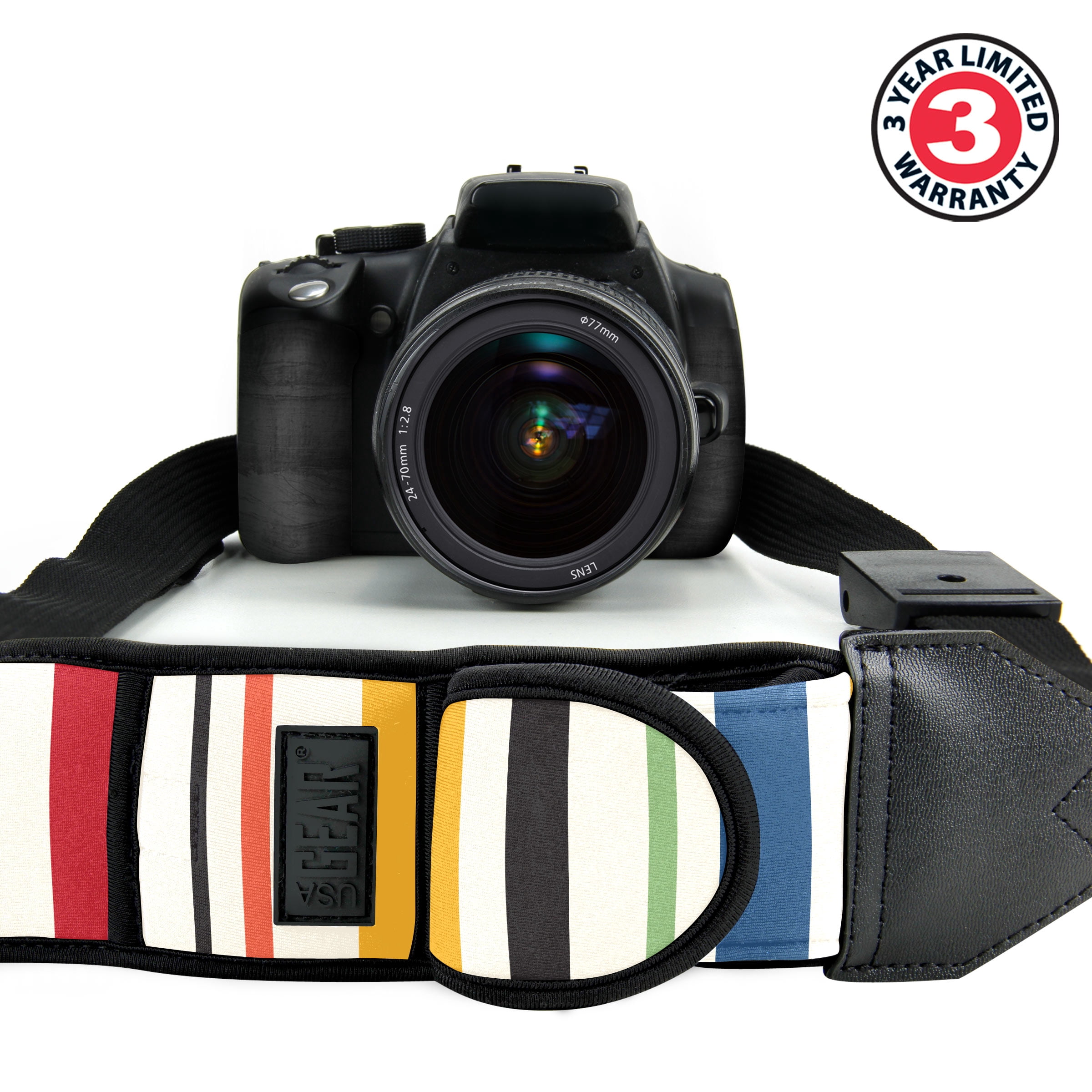 USA GEAR TrueSHOT Rapid Fire Camera Neck Strap Sling, Striped