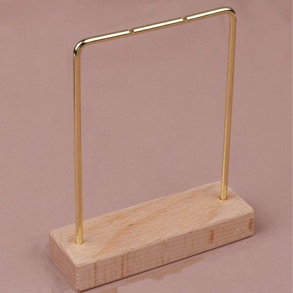1 pc Metal Bar Earring Display Stands Jewelry Display Holder with Wood Base for Earrings Bracelets Necklaces Photo Props Golden BurlyWood 8.8x3x9.7cm