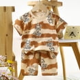 thumbnail image 2 of ZHANGDER Toddler Baby Boy Outfit Casual Outfit Short Sleeve T-Shirt Tops + Shorts Set Summer Clothes, Brown 5-6 Years, 2 of 5