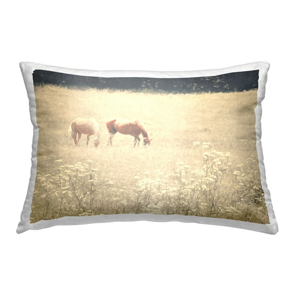 Stupell Industries Pair of Horses Grazing Decorative Printed Throw Pillow Design by Graffitee Studios.