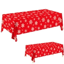 BinKFF Christmas Snowflake Plastic Tablecloth Decorations, Snowflake Christmas Disposable Table Cover for Winter Christmas Holiday New Year Party Supplies Decorations, 51 x 86 Inch
