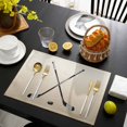 thumbnail image 3 of Beige Ombre Placemats Set of 6, Black Hockey Sticks Minimalist Style Placemats for Dining Table, Place Mats for Kitchen Tabletop, Waterproof Wipeable Dining Table Mats Set, 3 of 9