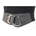 thumbnail image 3 of New Women Belt Black Faux Leather Elastic Gold Hook Buckle, 3 of 8