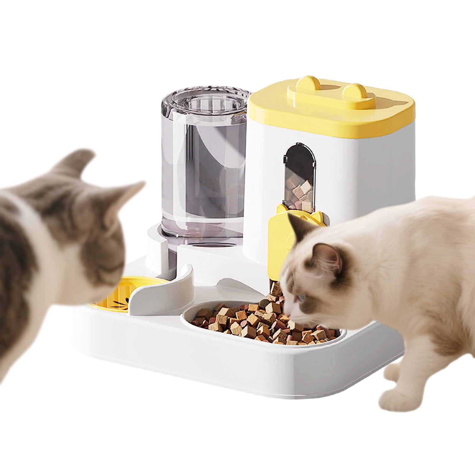 Pet Feeder and Water Dispenser 2-in-1 Automatic Cat Dog Feeder Gravity Food Water Bowl for Indoor Cats Dogs