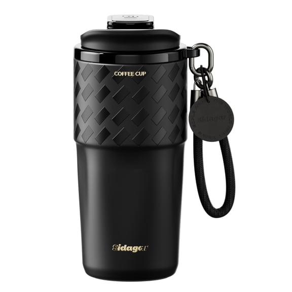 Sidagar 20oz Ceramic Lined Stainless Steel Insulated Travel Coffee Mug with Leak-Resistant Lid, Black