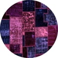thumbnail image 1 of Ahgly Company Indoor Round Patchwork Purple Transitional Area Rugs, 3' Round, 1 of 4