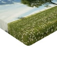 thumbnail image 2 of Ambesonne Nature Fitted Sheet, Tree on Field Summer, Queen Size, Green Blue, 2 of 3