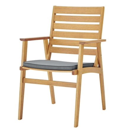 Uk Modern Garden Furniture Contemporary Modern Urban Designer Outdoor Patio Balcony Garden Furniture Dining Chair Set, Fabric Wood, Natural Grey Gray ()