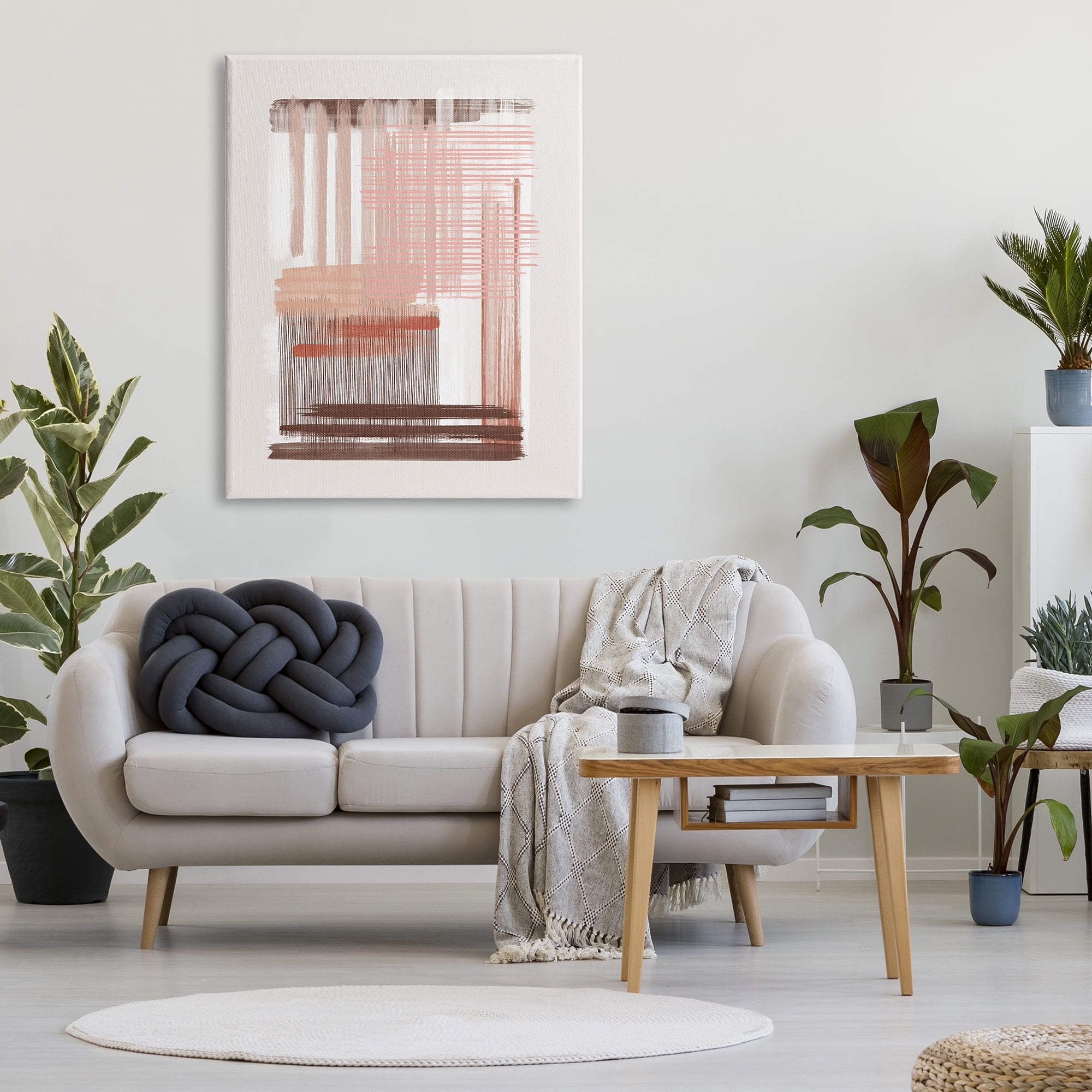 Stupell Industries Pink & Brown Abstract Lines Abstract Painting Gallery Wrapped Canvas Print Wall Art, 36 x 48