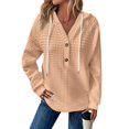 thumbnail image 5 of NMMUED Hoodies for Women Waffle Knit Tops for Women Loose Fit Hoodie Womens Hoodies Pullover Casual Sweatshirts for Women Y2k Hoodie Winter Hoodie Beige L, 5 of 9