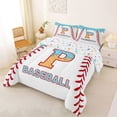 thumbnail image 2 of jejeloiu Monogrammed P Full Size Comforter Sets,Blue Ice Cream Bedding Sets For Baseball Lovers Reversible 3-Piece, 2 of 7