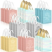 Aliceset 24 Pcs PriNst Reusable Christian Gift Bags Bulk with Handle Medium Size Bible Verse Religious Gift Bags for Welcome Church Visitors Baptism Wedding Party Favors(Multicolor)