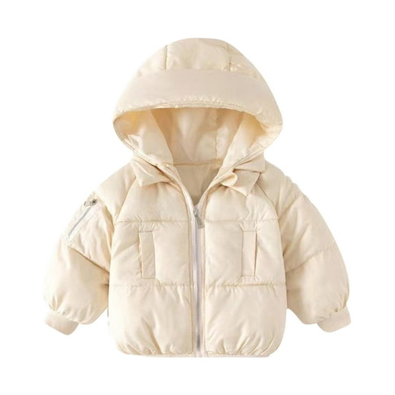Scyoekwg Infant Toddler Baby Girls Jacket Zipper Hooded Winter Thick Warm Coats Long Sleeve Comfy Outwear (Beige,12-18 Months)