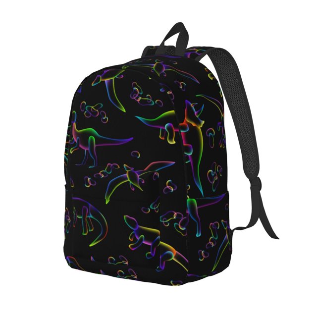 Balery Dinosaur Mochila Clásica Impresa Básica para Viaje, Mochila Escolar Resistente al Agua, Mochila de Lona con Correas Ajustables-Medium