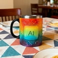 thumbnail image 3 of Stainless Steel Coffee Mug for Women, Chip-Design Circuit Board Texture, Ergonomic Handle, Smooth Rim, 13.5 cm Base Diameter, 445 g Weight, 3 of 6