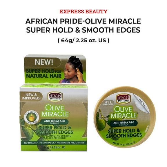 Express Beauty Edge Control African Pride Olive Miracle Anti-Breakage Formula Super Hold & Smooth Edges - 2.25 oz