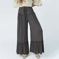 thumbnail image 2 of Audhol Flowy Pants for Women, Women's Elastic High Waist Wide Leg Beach Loose Pants Ruffle Pants Women Dark Gray M, 2 of 5