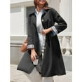 thumbnail image 2 of Lentta Womens Long Trench Coat Single Breasted Oversized Windproof Overcoat Fashion Outerwear, 2 of 7