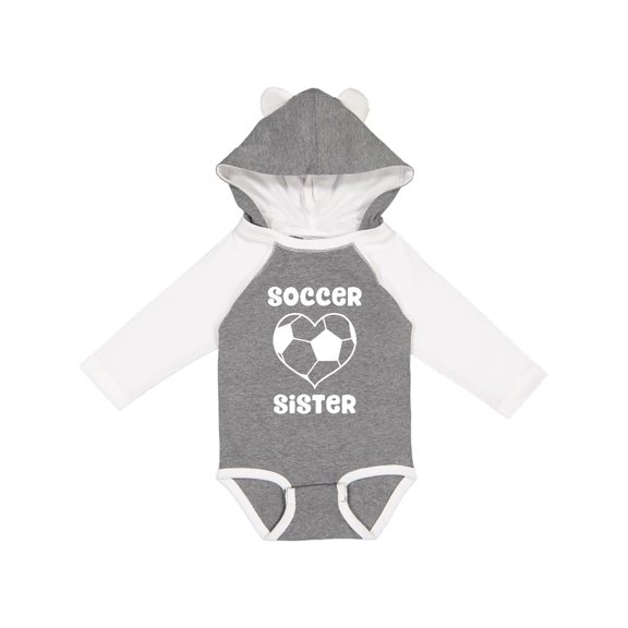 Inktastic Heart Soccer Sister Girls Long Sleeve Baby Bodysuit