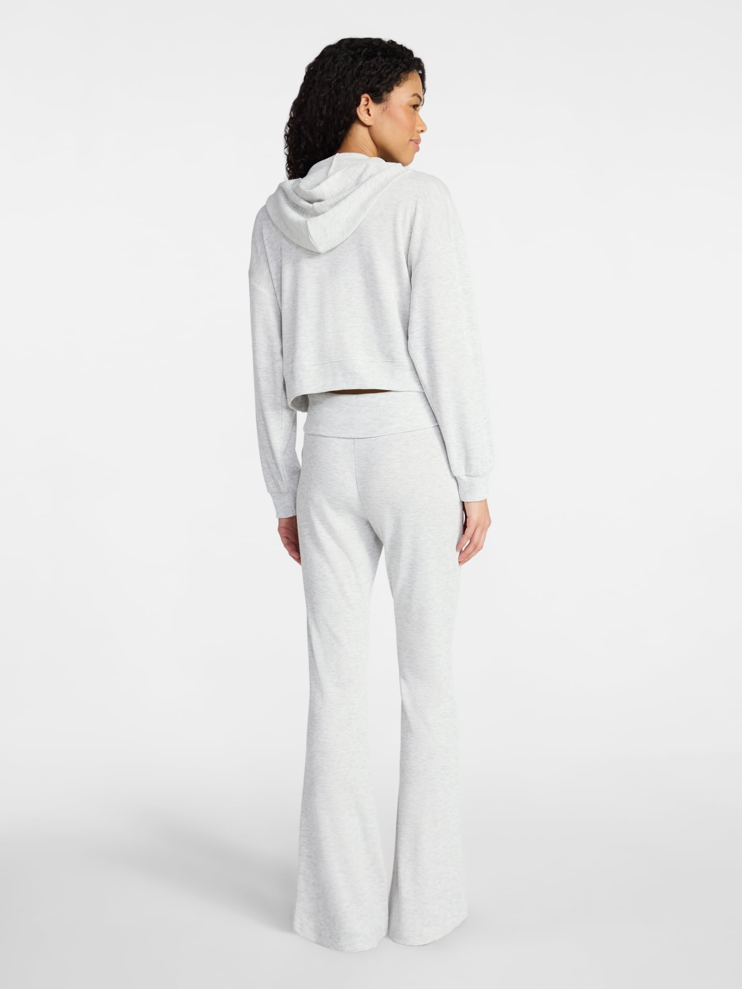No Boundaries Star Hoodie with Fold Over Flare Pant Set, 2-Piece, Women's