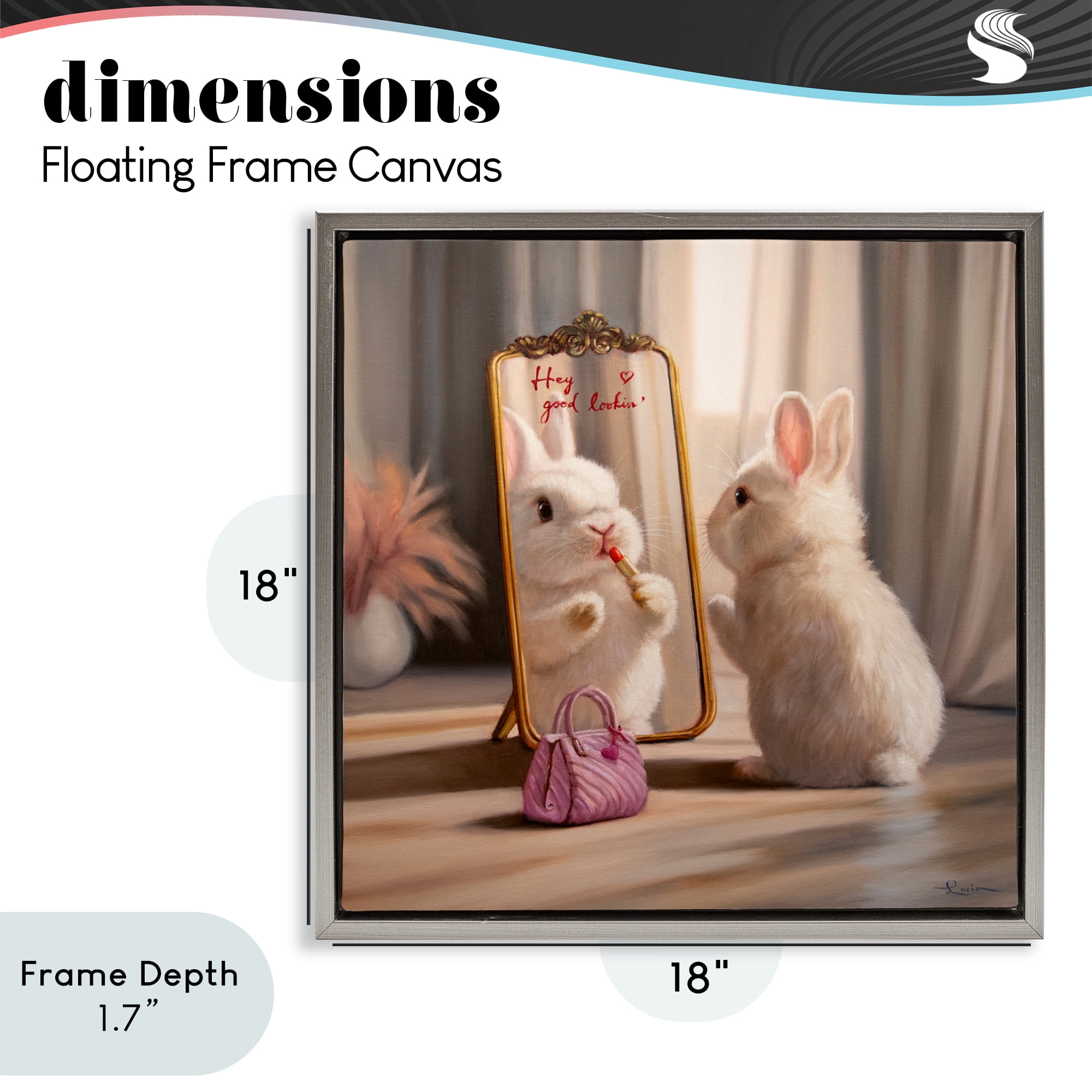 Stupell Industries Final Touch Makeup Bunny Gray Framed Floater Canvas Wall Art, design by Lucia Heffernan