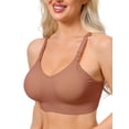 thumbnail image 4 of INSPIRE CHIC Women's Maternity Full Coverage Adjustable Buckled Straps Postpartum Nursing Bra V-Neck Wireless Bralettes M Brown, 4 of 4