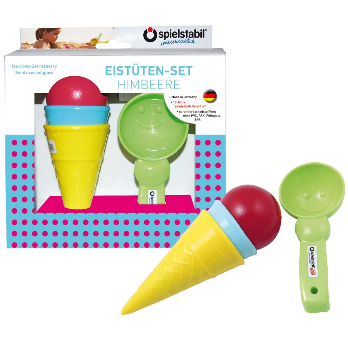 Spielstabil Rasberry Ice Cream Cone Toy Set Sand Toy (Made in Germany