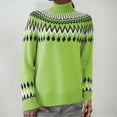 thumbnail image 6 of larppty Women's Fair Isle Sweater Casual Crewneck Long Sleeve Lightweight Vintage Knit Jumper Tops (Green, L), 6 of 8