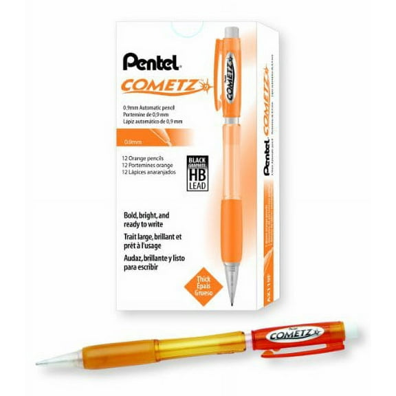 Pentel Cometz Automatic Pencil, 0.9mm, Orange Barrel, Box of 12 (AX119F)