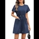 thumbnail image 2 of Vestidos Casuales de Mujer Verano 2025, Cuello Redondo, Volantes, Corta, Corte A, Holgados, con Bolsillos, Azul Petirrojo, Talla XL, 2 of 8