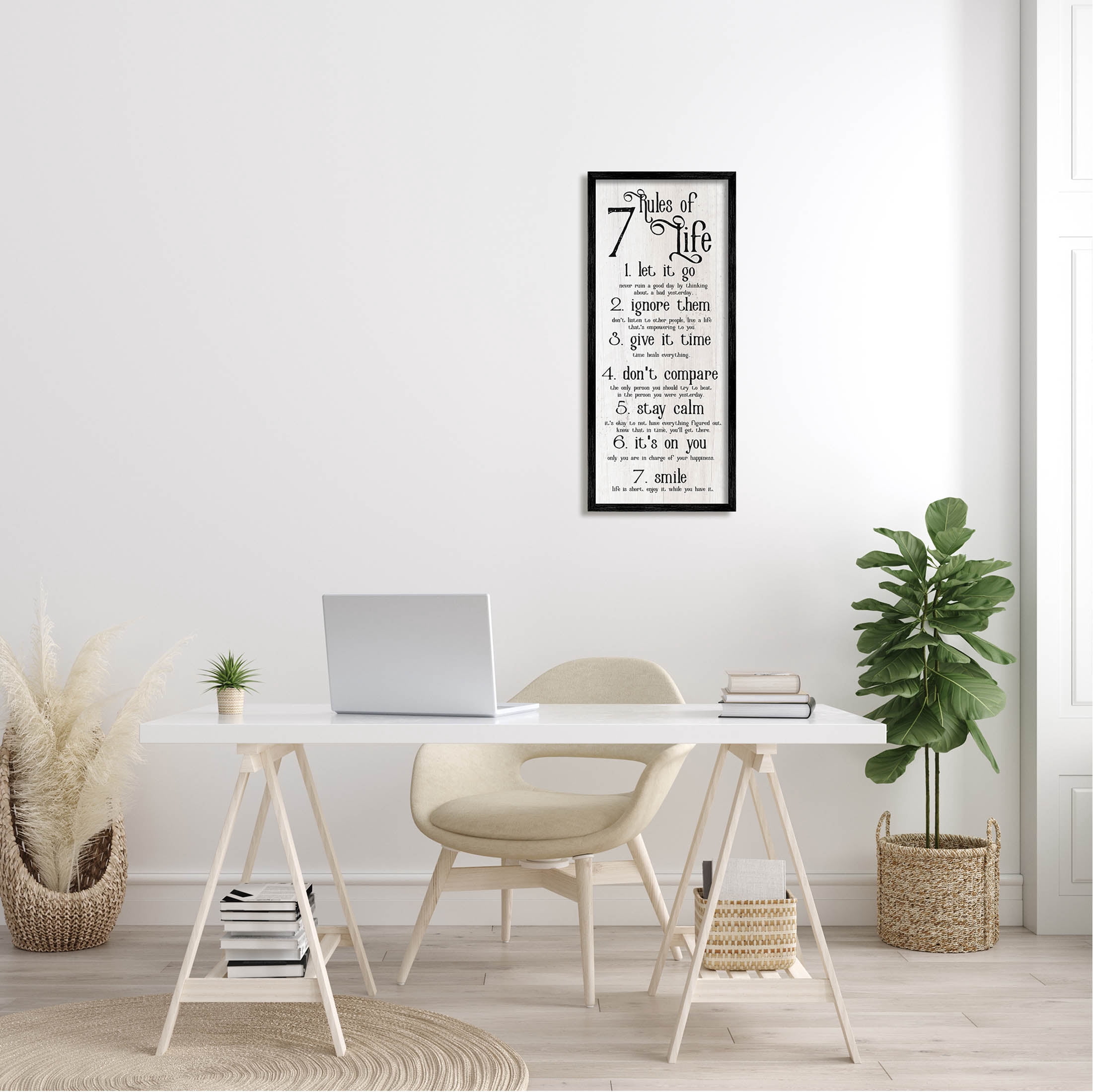 Stupell Industries Rules Of Life Motivating List Graphic Art Black Framed Art Print Wall Art, Design by Lil' Rue
