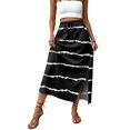 thumbnail image 4 of High Waisted Striped Maxi Skirt, Casual Flowy Side Slit Long Skirt with Pockets, Elastic Waist Drawstring Summer Beach Bottoms, 4 of 6