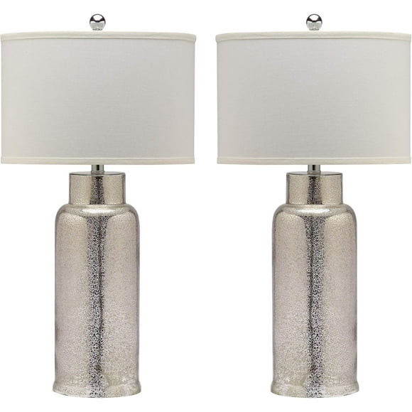 Wangxin Lighting Collection Glass Bottle Ivory 30-inch Bedroom Living Room Home Office Desk Nightstand Table Lamp Set of 2 (LED Bulbs Included)
