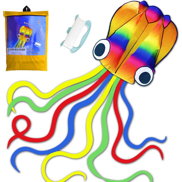 Kite Honbo Rainbow Soft Octopus, 4,3 m, cola de 61 m, línea