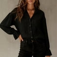thumbnail image 7 of ClodeEU Women's Satin Button Down Blouse, Long Sleeve V Neck Work Shirt with Cuffed Sleeves Black,Women's Plus L, 7 of 7