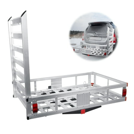 Anodized Hitch Cargo Carrier, Luggage Carrier Rack, Aluminum Hitch Mounted Carrier, 750 LBS, 6 Reflectors for SUVs, Camping, Trucks