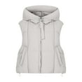 thumbnail image 5 of Hvyesh Cropped Puffer Vest Women Lightweight Quilted Stand Collar Sleeveless Jackets Fall Winter Zip Up Padded Coat with Hood White XXL, 5 of 6
