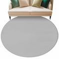 thumbnail image 2 of Grey 5ft Round Rug, Farmhouse Solid Gray Color Modern Art Non-Skid Rubber Backing Large Area Rugs - Living Room Bedroom Home Office, Indoor Floor Mat Carpets Washable Rug, 2 of 9